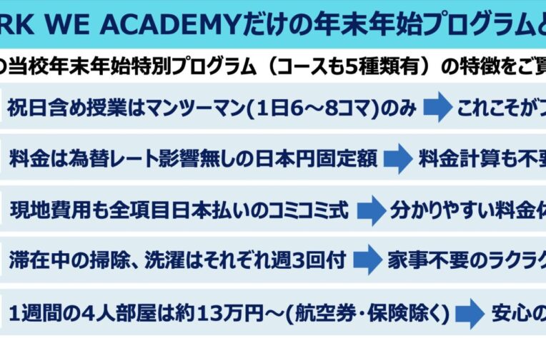 WE ACADEMYの年末年始プログラム発表｜フィリピン・クラーク留学