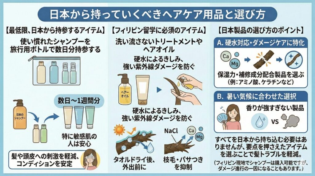 日本から持っていくべきヘアケア用品と選び方