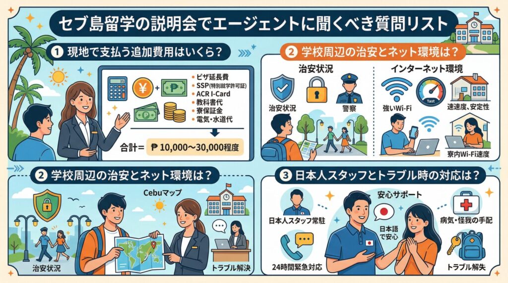 セブ島留学の説明会でエージェントに聞くべき質問リスト