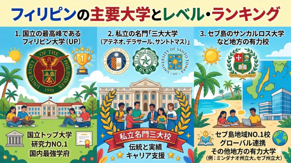 フィリピンの主要大学とレベル・ランキング