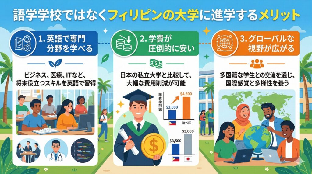 語学学校ではなくフィリピンの大学に進学するメリット