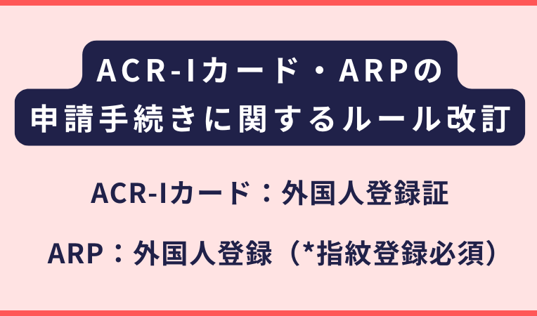 ACR-I CARD・ARP（外国人登録）の申請手続きに関するルール改訂