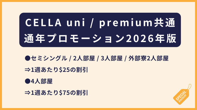 CELLA uni / premium共通｜2026通年のプロモーション！