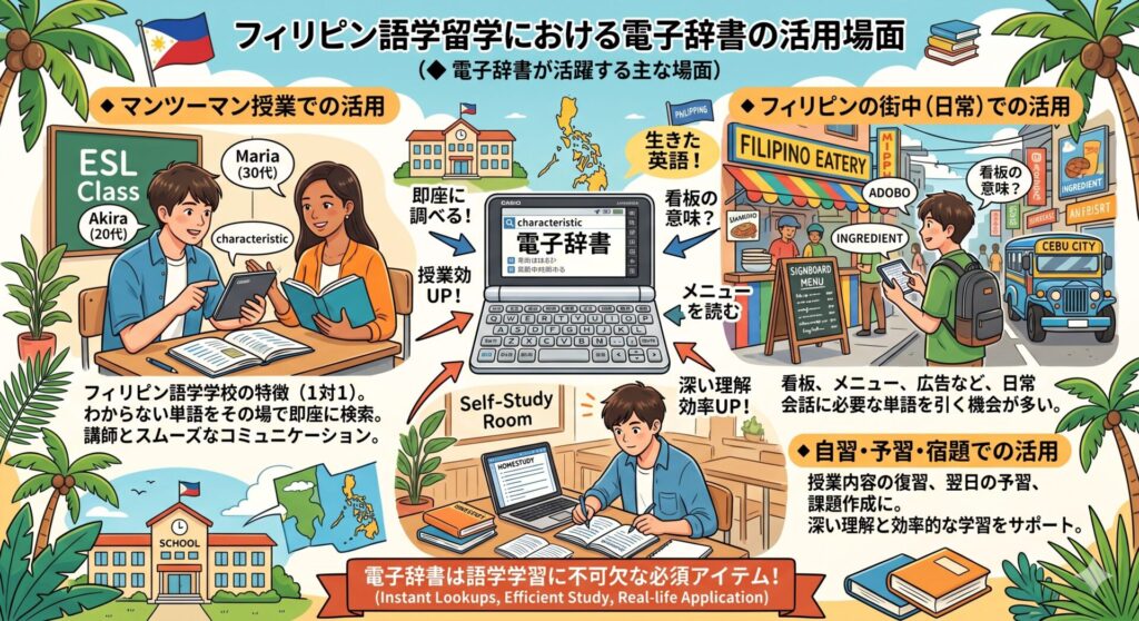 電子辞書が活躍する主な場面