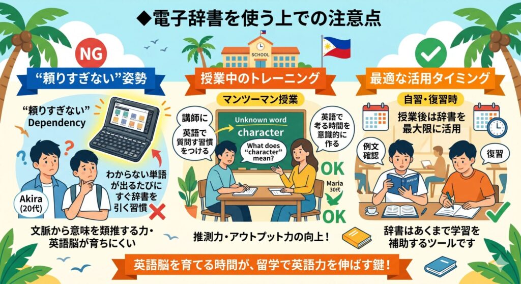 電子辞書を使う上での注意点